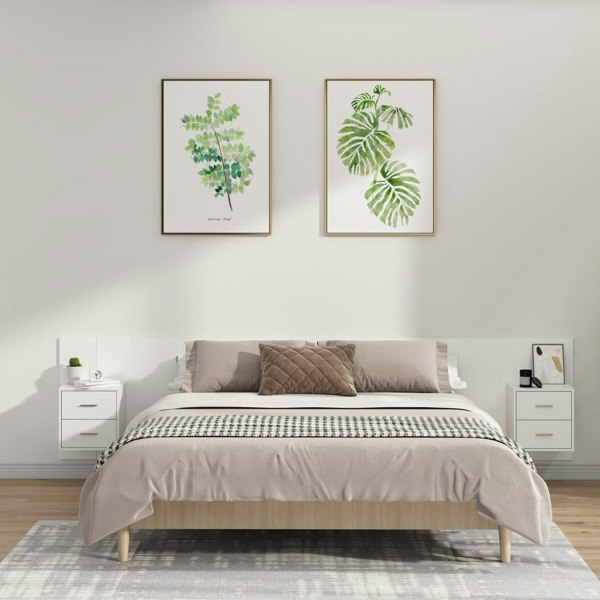 Berkfield Bed Headboard with Cabinets White Engineered Wood