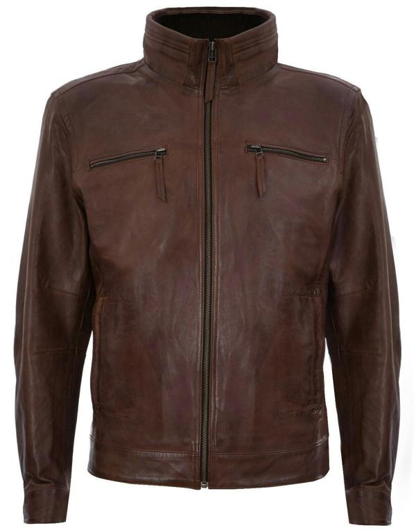 Infinity Leather Mens Classic Leather Biker Jacket-Caracas
