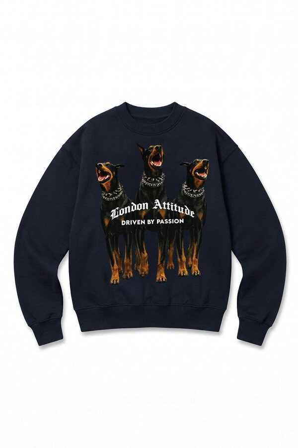 London Attitude Doberman Graphic Relaxed Oversized Fit Sweatshirt
