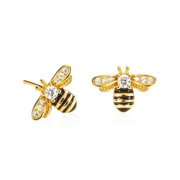 namana Gold Plated 925 Silver Bumble Bee Stud Earrings for Women