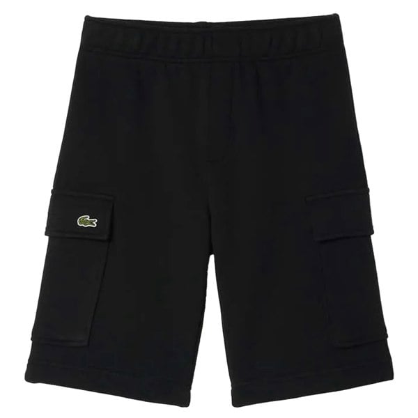 Lacoste Boys Brushed Cotton Fleece Cargo Shorts - Black