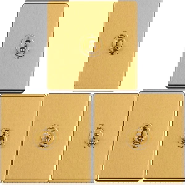 3 PACK 1 Gang Single Retro Toggle Light Switch SCREWLESS SATIN BRASS 10A 2 Way