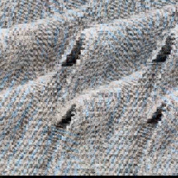 Evening Tales - Pure New Wool Blanket - Traditional Herringbone - Light Grey & Blue - Heating & Plumbing London - Throw