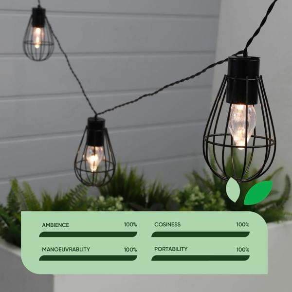 Gardenwize 8-Piece Solar String Lights –  LED Metal Bulb Hanging Lights
