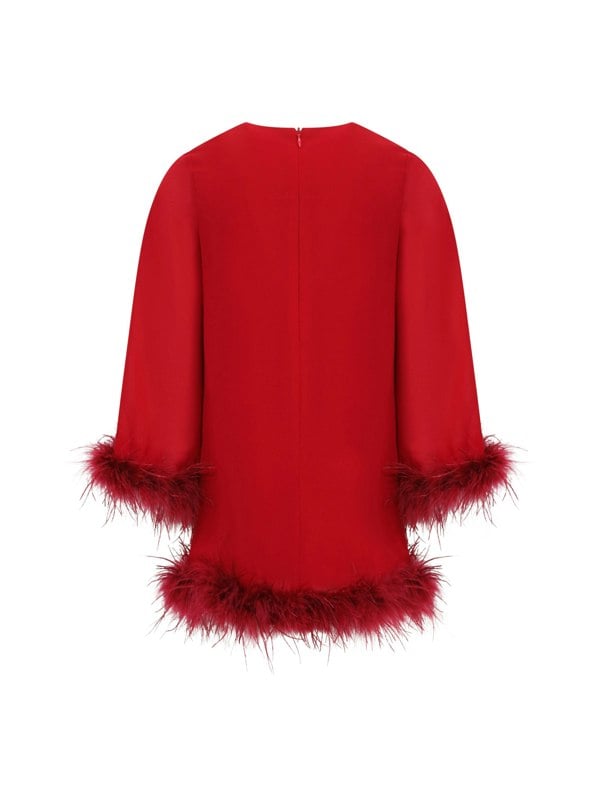 BALOU GIRLS Girls Ostrich Feather Trimmed Dress