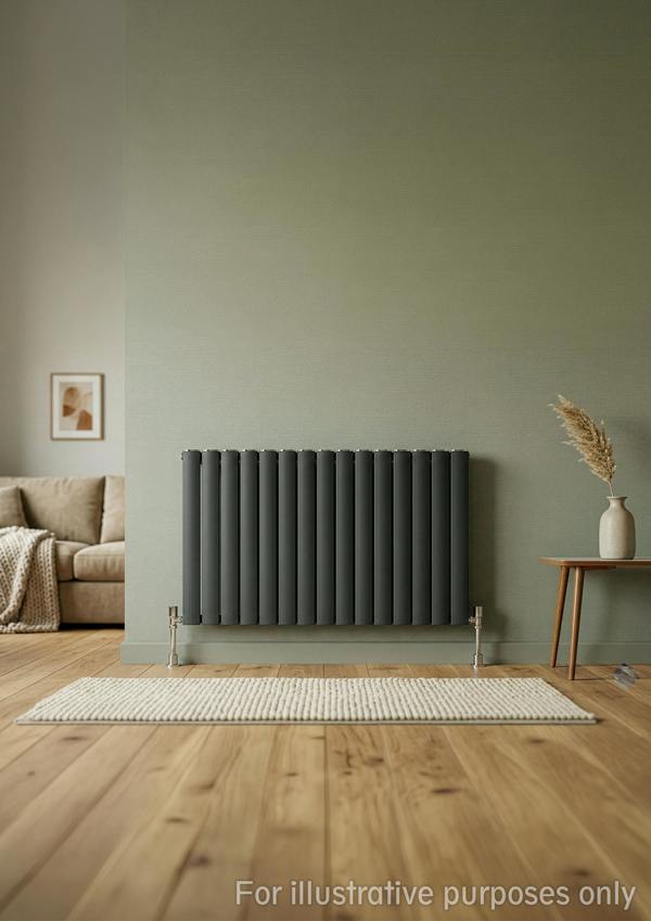 MYHOMEWARE 1022mm x 600mm Double Aluminium Panel Radiator in Anthracite Grey - Model Diva - Wall-mounted