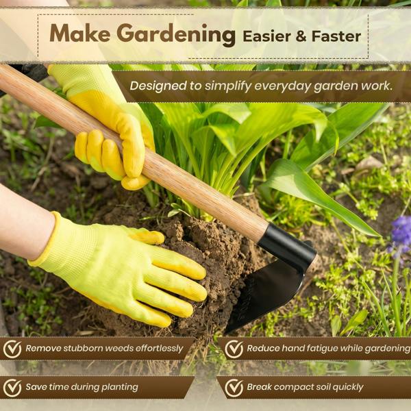 HAAY TOOLS Garden Hoe, Digging Hoe & Draw Hoe for Weeding, Soil Cultivation & Root Removal – Mattock Style Hand Gardening Tool