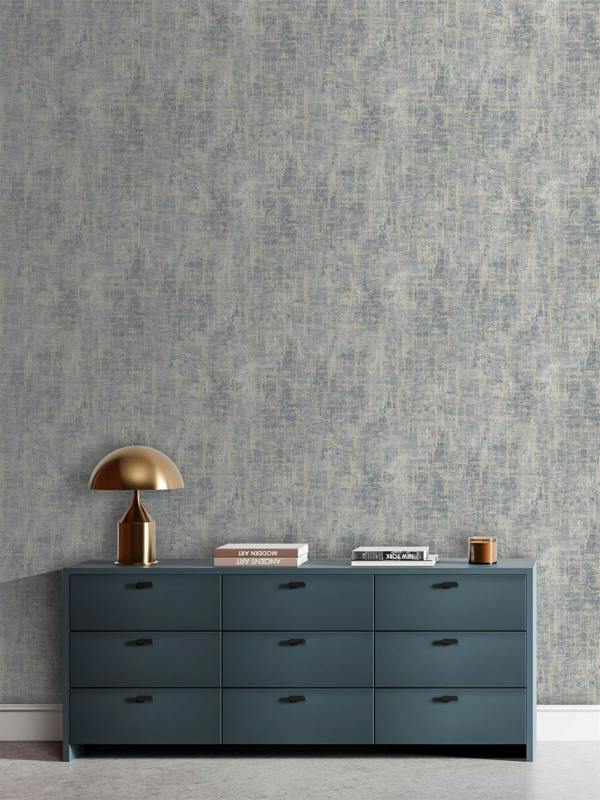 Etta Texture Blue & Gold Wallpaper