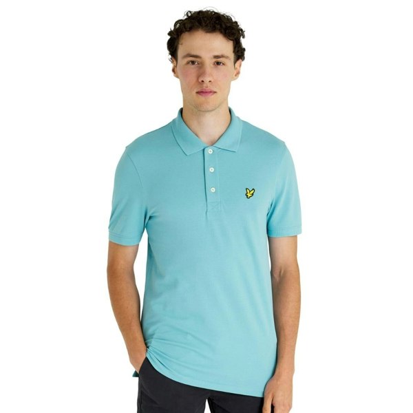 Lyle & Scott Branded Chest Logo Alpine Sky Polo Shirt