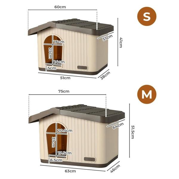Skylos Plastic Dog House Outdoor Pet Kennel Shelter Warm for Small Medium Dog