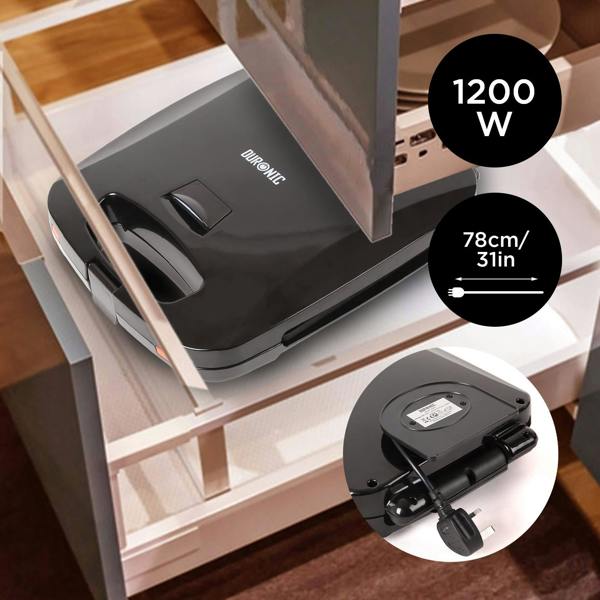 Duronic WM60 Non Stick 4 Square Belgian Waffle Maker with Removable Plates for Croffles & American Style Waffles
