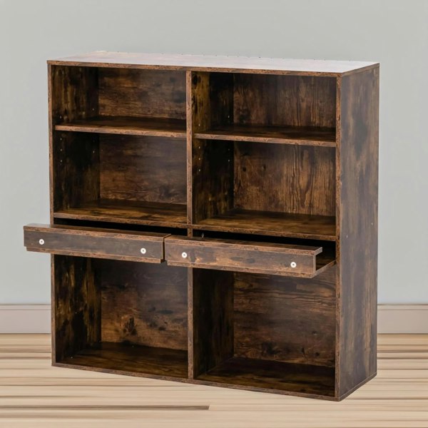 Rafaelo Mobilia 6 Cube Adjustable Storage Unit Bookcase Rustic Brown