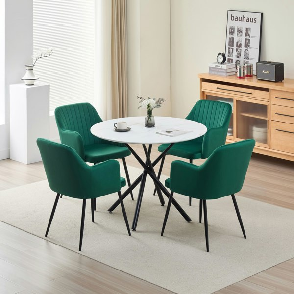 Indoor Living Seattle Dining Table with 4 Charlotte Velvet Chairs