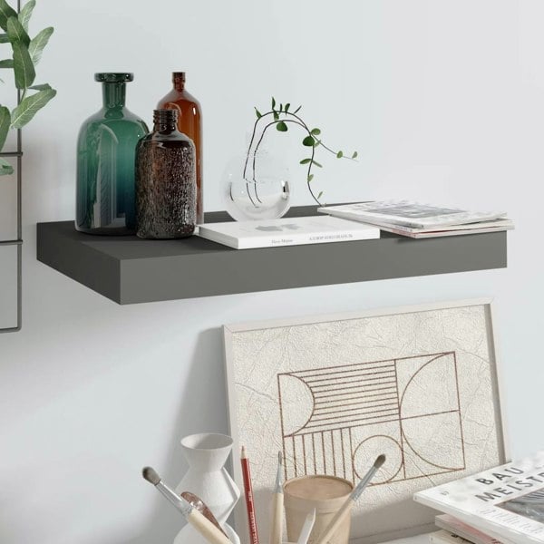 Berkfield Floating Wall Shelf High Gloss Grey 40x23x3.8 cm MDF
