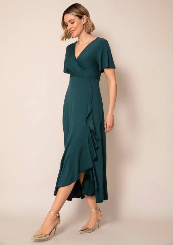 Alie Street London Waterfall Dress Petite (Pine Green)