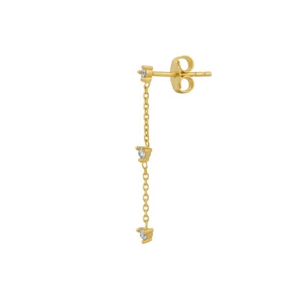 Spero London Fine Triple Diamond Drop Single Earring 14ct Solid Gold