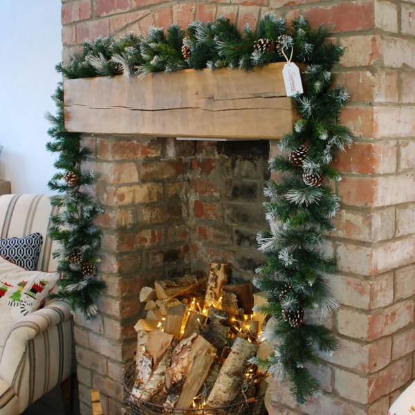 Samuel Alexander 270cm x 25cm Samuel Alexander Frosted Glacier Christmas Garland with Pine Cones