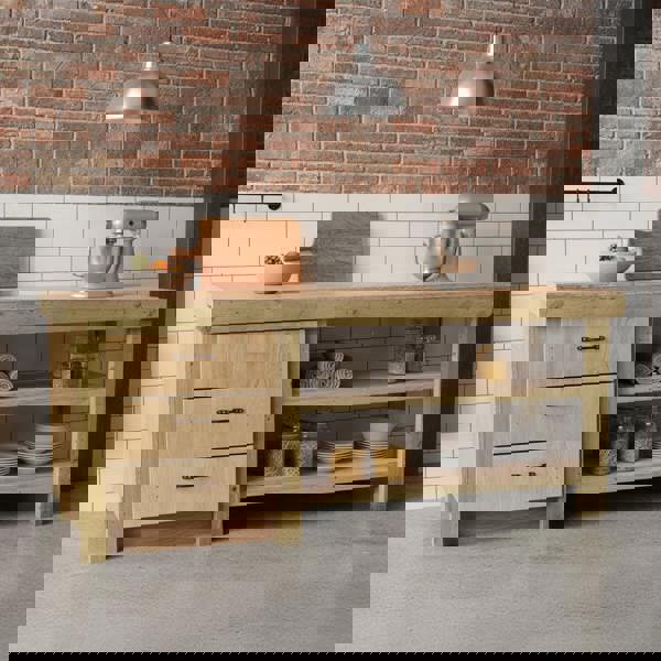 Arbor Garden Solutions Wooden Eucalyptus top tool cabinet workbench with storage shelf (V.7) with double shelf