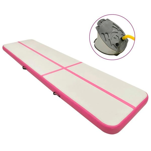 Berkfield Inflatable Gymnastics Mat with Pump 700x100x15 cm PVC Pink