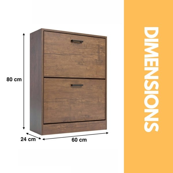 Rafaelo Mobilia 2 Drawer Shoe Storage Cabinet Walnut