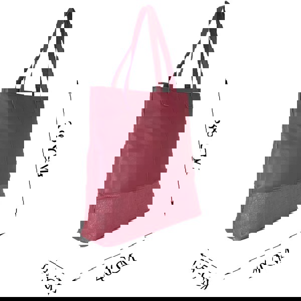 Assots London 'SIENNA' Carmine Pink Croc + Pebble Grain Unlined Leather Tote Bag