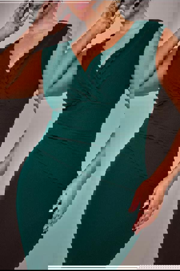 Bardot Pleated Maxi Dress - Emerald Green DR1092SCPLUS