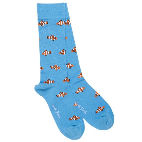 SWOLE PANDA Clown Fish Bamboo Socks, Sky Blue