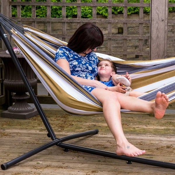 Vivere Double Cotton Hammock with Stand (280cm) - Desert Moon