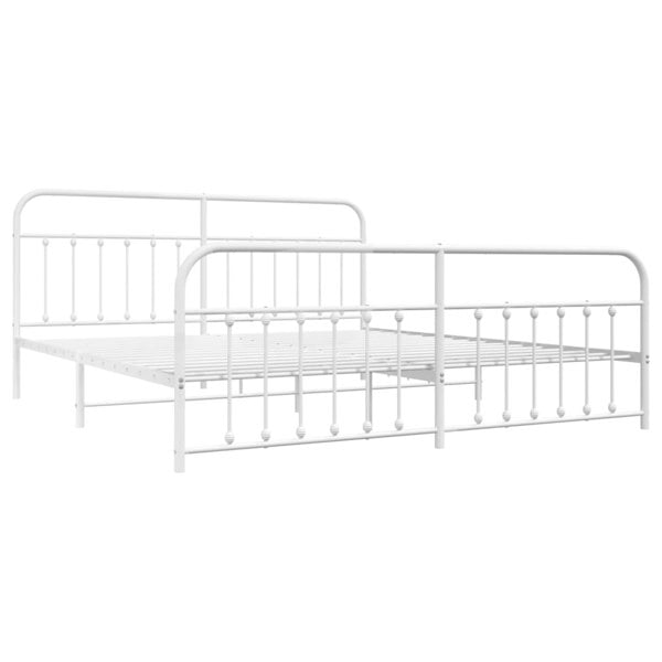 Berkfield Metal Bed Frame with Headboard and Footboard White 200x200 cm