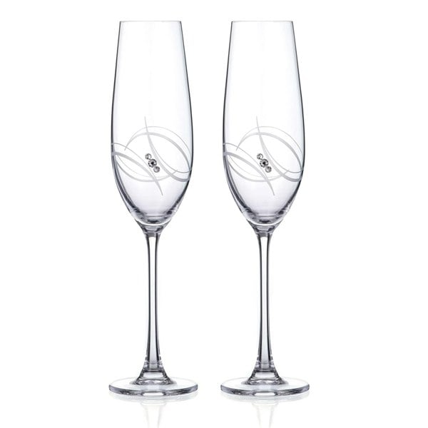 Diamante Atlantis Champagne & Prosecco Flutes Adorned with Swarovski® Crystals - Set of 2