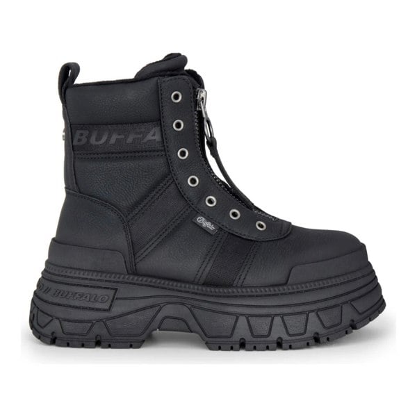 Buffalo FUSION FRONT ZIP - Women’s Black Front-Zip Platform Boots