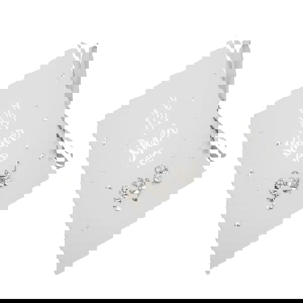 Grey Baby Shower Guest Book with Silver Plated Rattle Pram and Booties Image 6