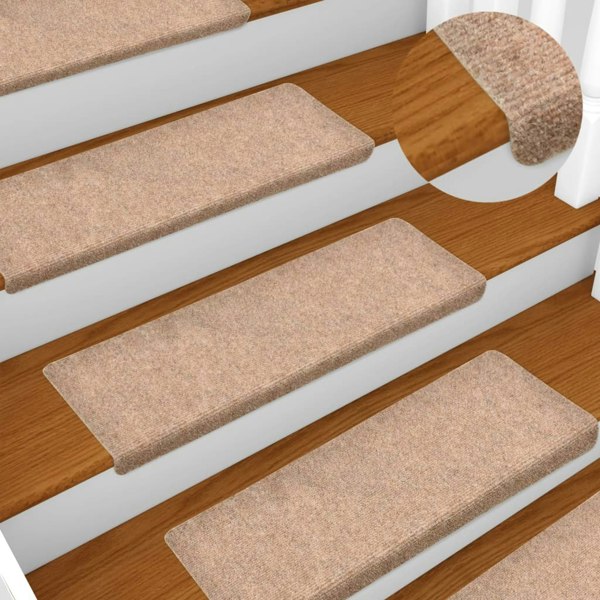 Berkfield Stair Mats 15 pcs Needle Punch 65x21x4 cm Brown