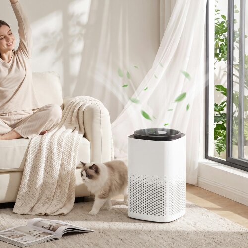HOMCOM Smart Air Purifier for Home Bedroom with H13 HEPA Filter, Sleep Mode