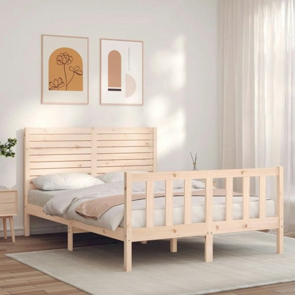 Berkfield Bed Frame with Headboard 140x190 cm Solid Wood