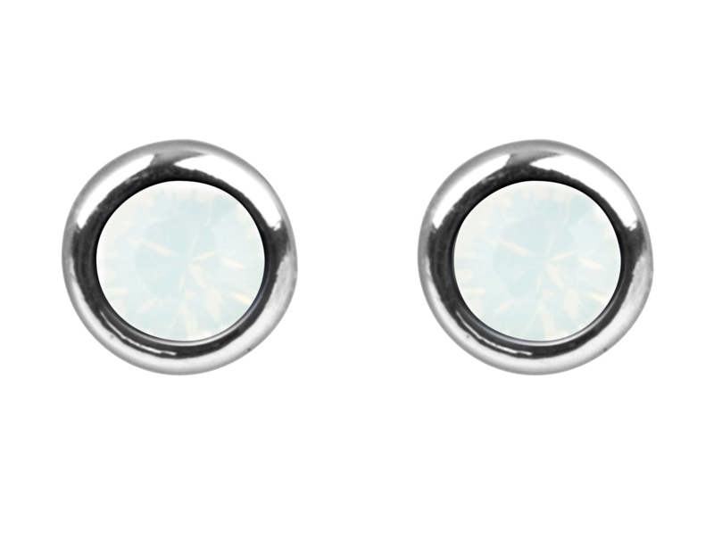 Cooksongold 925 Sterling Silver Crystal Birthstone Stud Earrings, 4mm Round
