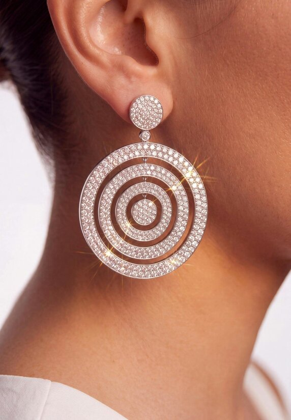Latelita Whirlpool Trance Statement Drop Earrings Silver