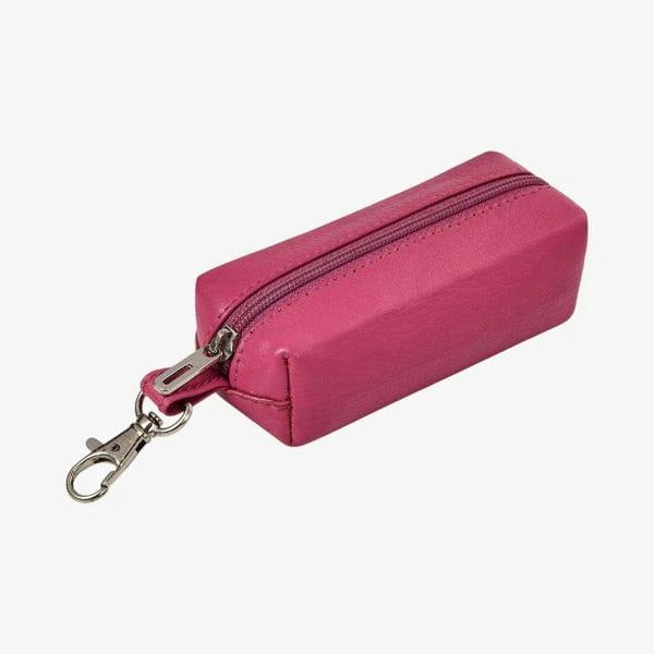 Miami real leather key case in pink with zip closure
