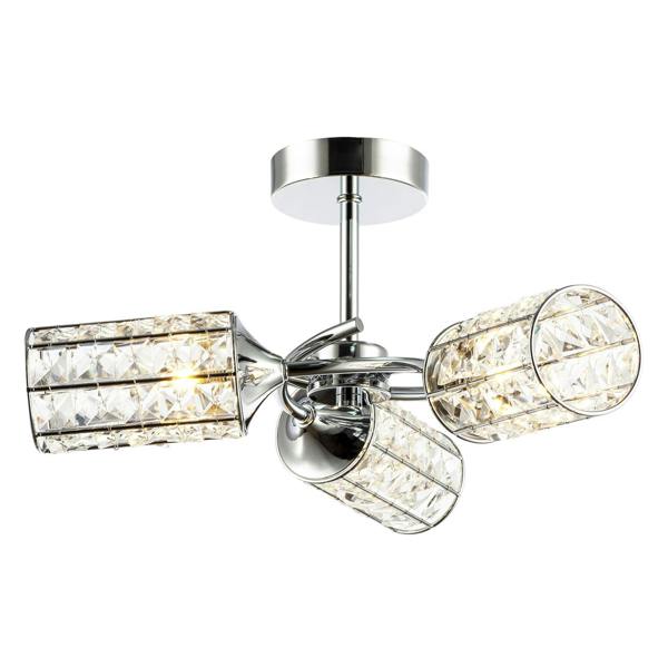 Modern Chrome Ceiling Light with Cylindrical Acrylic Beaded Shades Image 4
