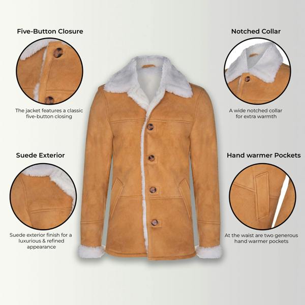 Infinity Leather Mens Classic Sheepskin Car Coat-Leyton