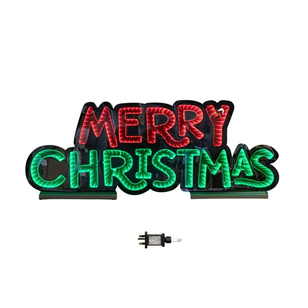 Samuel Alexander 1m Light up Merry Christmas Infinity Light Decoration with Red and Green LEDs