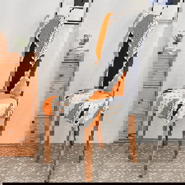 Anyseat Chair Cover Orange Pattern Design with Anti-Dirt and Elastic Material for Dining Room Kitchen Wedding Hotel Banquet Restaurant