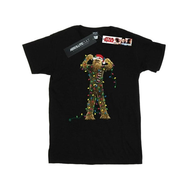 Star Wars Mens Chewbacca Christmas Lights T-Shirt - Black