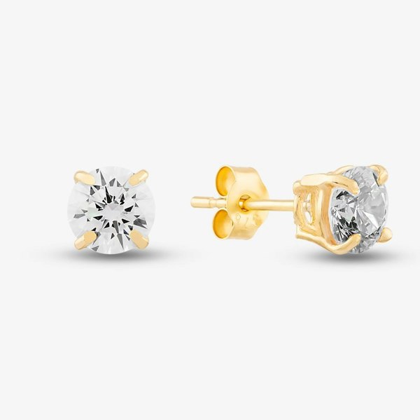 T. H. Baker 9ct Yellow Gold Cubic Zirconia Stud Earrings SE605