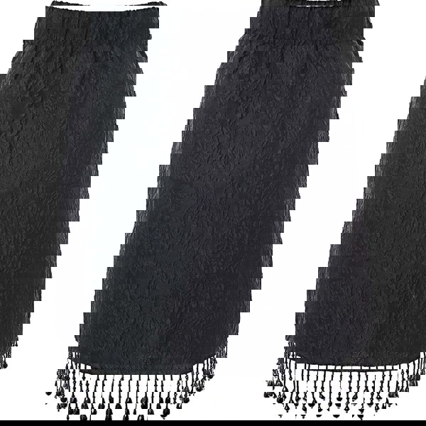 Ganni Womens Jacquard Organza Bead Fringe Mini Skirt in Black