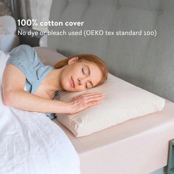 Putnams Organic Buckwheat Hull Pillow - Adjustable Natural Support - 100% Cotton Cover