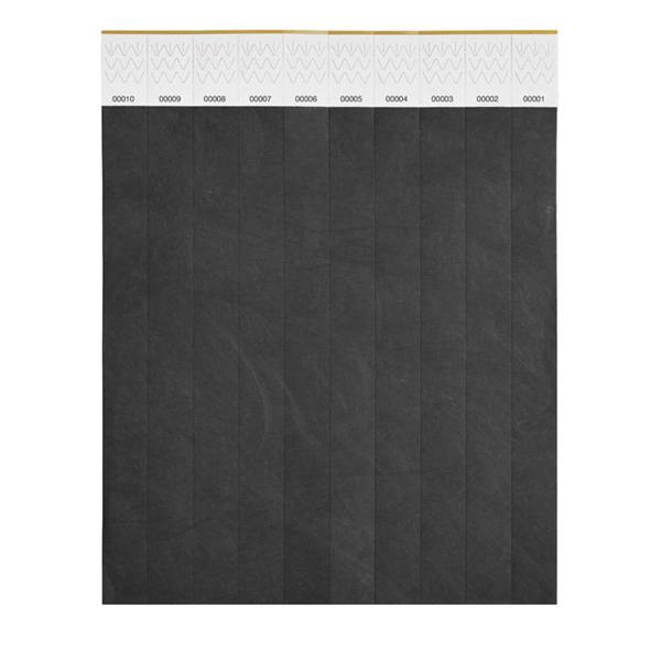 MidOcean Tyvek Wristband (Pack of 10) - Black - 