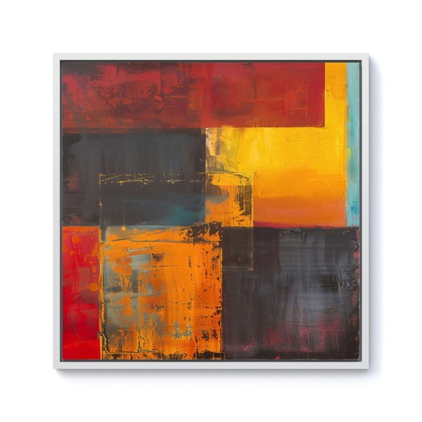 Warren Reed Golden Blocks Of Abstract Framed Canvas