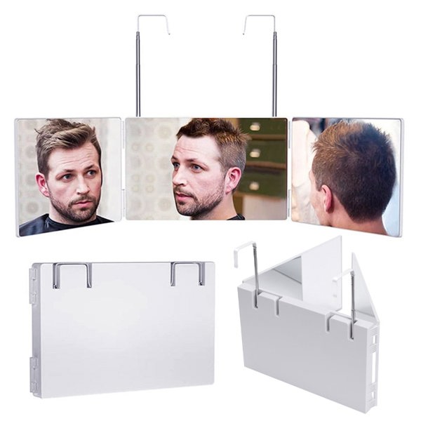 Living and Home 3-way foldable Makeup Mirror with Telescoping Hooks