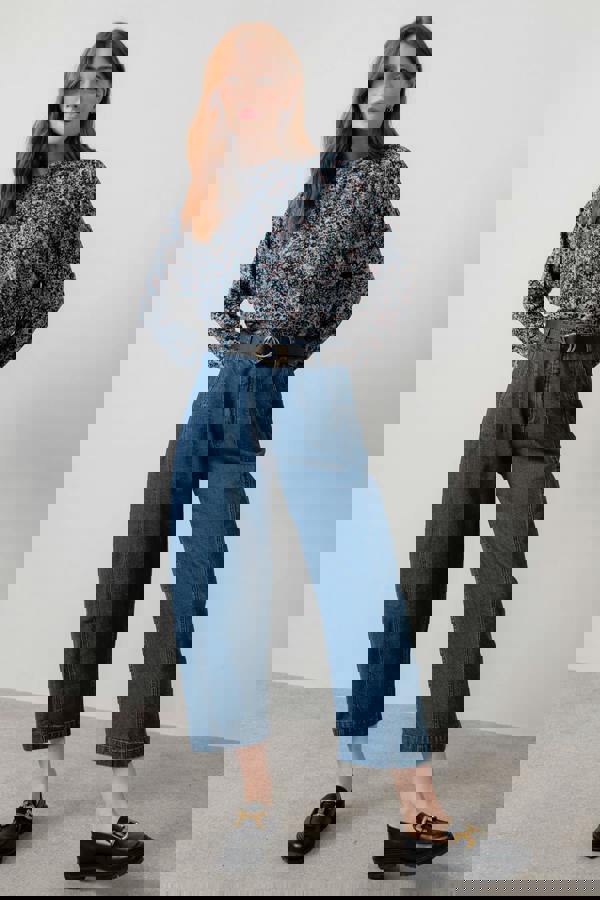 Lily & Me Bayberry Batwing Printed Top Sea Mist